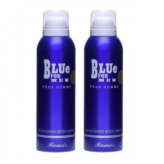 2 X Deo - Rasasi Blue For Men Pour Homme 200 ml for Men Deodorant (Retail Pack)