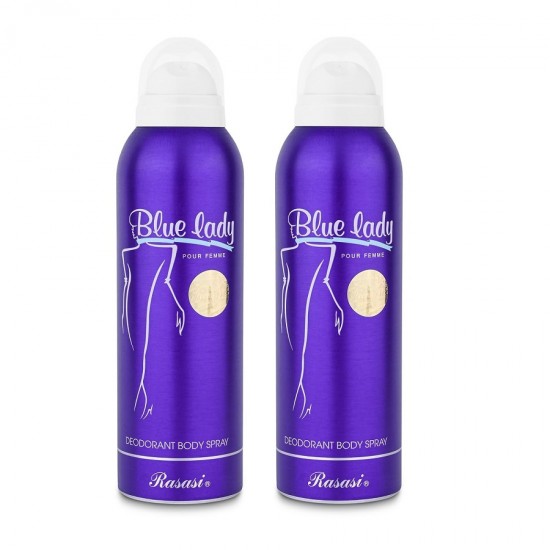 2 X Deo - Rasasi Blue Lady Pour Femme 200 ml for Women Deodorant (Retail Pack)