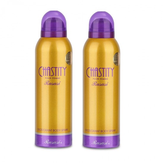 2 X Deo - Rasasi Chastity Pour Femme 200 ml for Women Deodorant (Retail Pack)