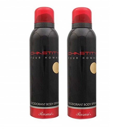 2 X Deo - Rasasi Chastity Pour Homme 200 ml for Men Deodorant (Retail Pack)