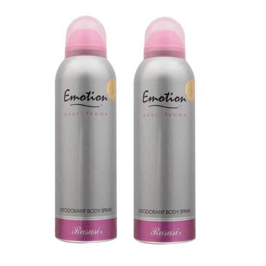 2 X Deo - Rasasi Emotion Pour Femme 200 ml for Women Deodorant (Retail Pack)