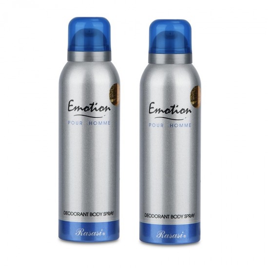 2 X Deo - Rasasi Emotion Pour Homme 200 ml for Men Deodorant (Retail Pack)