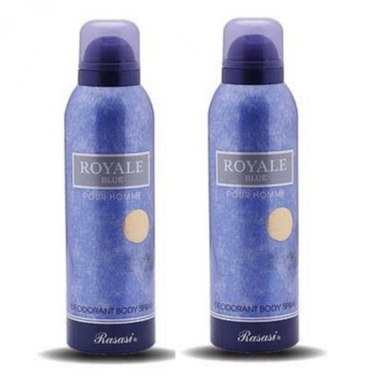 2 X Deo - Rasasi Royale Blue Pour Homme 200 ml for Men Deodorant (Retail Pack)