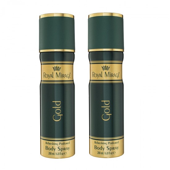 Deo - Royal Mirage Gold 200 ml men Deodrant Spray New X 2 (Retail Pack)