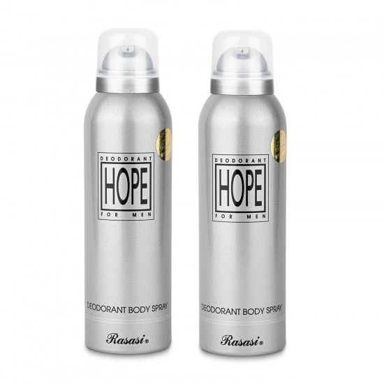 2 x Deo - Rasasi Hope 200 ml for men Deodorant (Retail Pack)