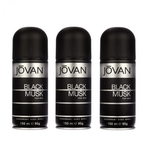 3 X Deo - Jovan Black Musk 150 ml Deodorante For men Deodorant (Retail Pack)