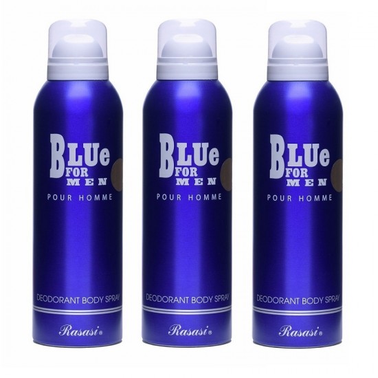 3 X Deo - Rasasi Blue For Men Pour Homme 200 ml for Men Deodorant (Retail Pack)