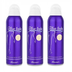 3 X Deo - Rasasi Blue Lady Pour Femme 200 ml for Women Deodorant (Retail Pack)