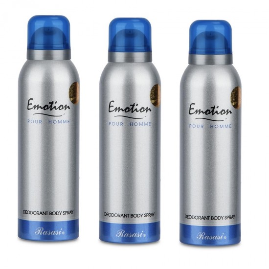 3 X Deo - Rasasi Emotion Pour Homme 200 ml for Men Deodorant (Retail Pack)
