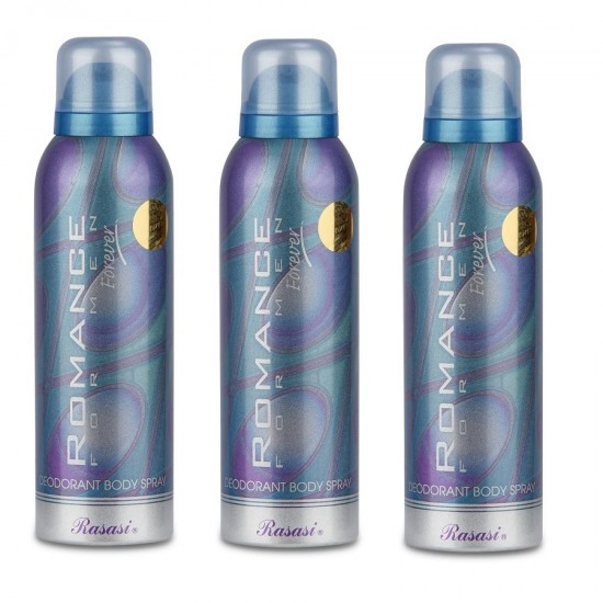 3 X Deo - Rasasi Romance Forever 200 ml for Men Deodorant (Retail Pack)