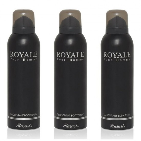 3 X Deo - Rasasi Royale Pour Homme 200 ml for Men Deodorant (Retail Pack)