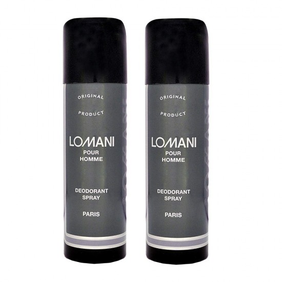 Deo - Lomani Pour Homme 200 ml for Men EDT X 2 Deodorant (Retail Pack)