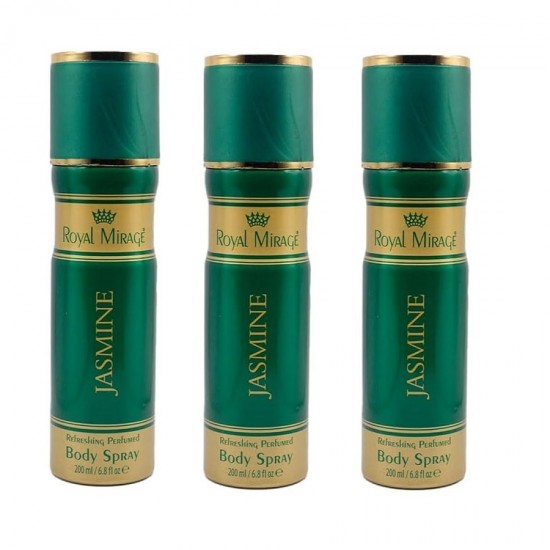 Deo - Royal Mirage Jasmine 200 ml Women Deodrant Spray New X 3 (Retail Pack)