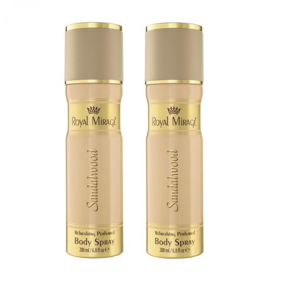 Deo - Royal Mirage Sandalwood 200 ml women Deodrant Spray New X 2 (Retail Pack)