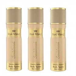 Deo - Royal Mirage Sandalwood 200 ml women Deodrant Spray New X 3 (Retail Pack)