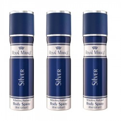 Deo - Royal Mirage Silver 200 ml men Deodrant Spray New X 3 (Retail Pack)